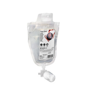 BlackSatino-vaahtosaippuapussi annostelijoihin. BlackSatino vaahtosaippua 750 ml, tuotenumero 333360.