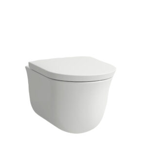 Laufen-seinäkiinnitteinen New Classic -WC-istuin. Väri:valkoinen. Tuotenumero: H8208514000001, H8918510000001.