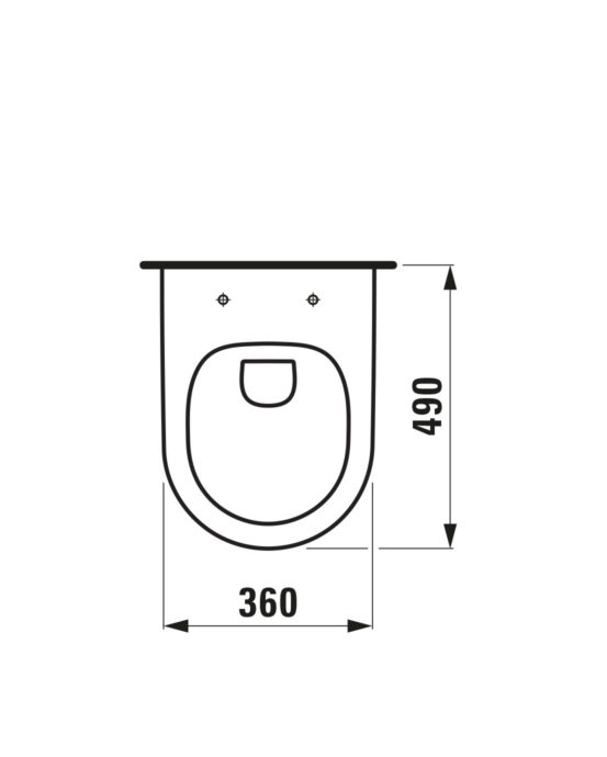 Novosan, Laufen Pro Compact -WC-istuimen mitat päältä.