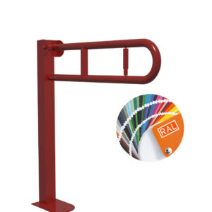 Novosan, Pito, Classic-sarja, suora ylöspäin kääntyvä tukikaide/kahva WC-istuimelle. Jalkamallisessa tukikahvassa on pidike WC-paperirullalle. Väri: vaaleanpunainen, RAL3002. Myös muut RAL-värit.