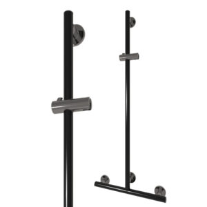 Novosan Pito Deluxe -suihkukaide T-tukitangolla. Väri: RAL9005, musta. Korkeus 120 cm.