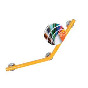 Tukikahva 45° kulma, kromiset nupit. Malli: Novosan, Pito-Deluxe, INOX. Väri: RAL1017. Koko 40 x 40 cm.