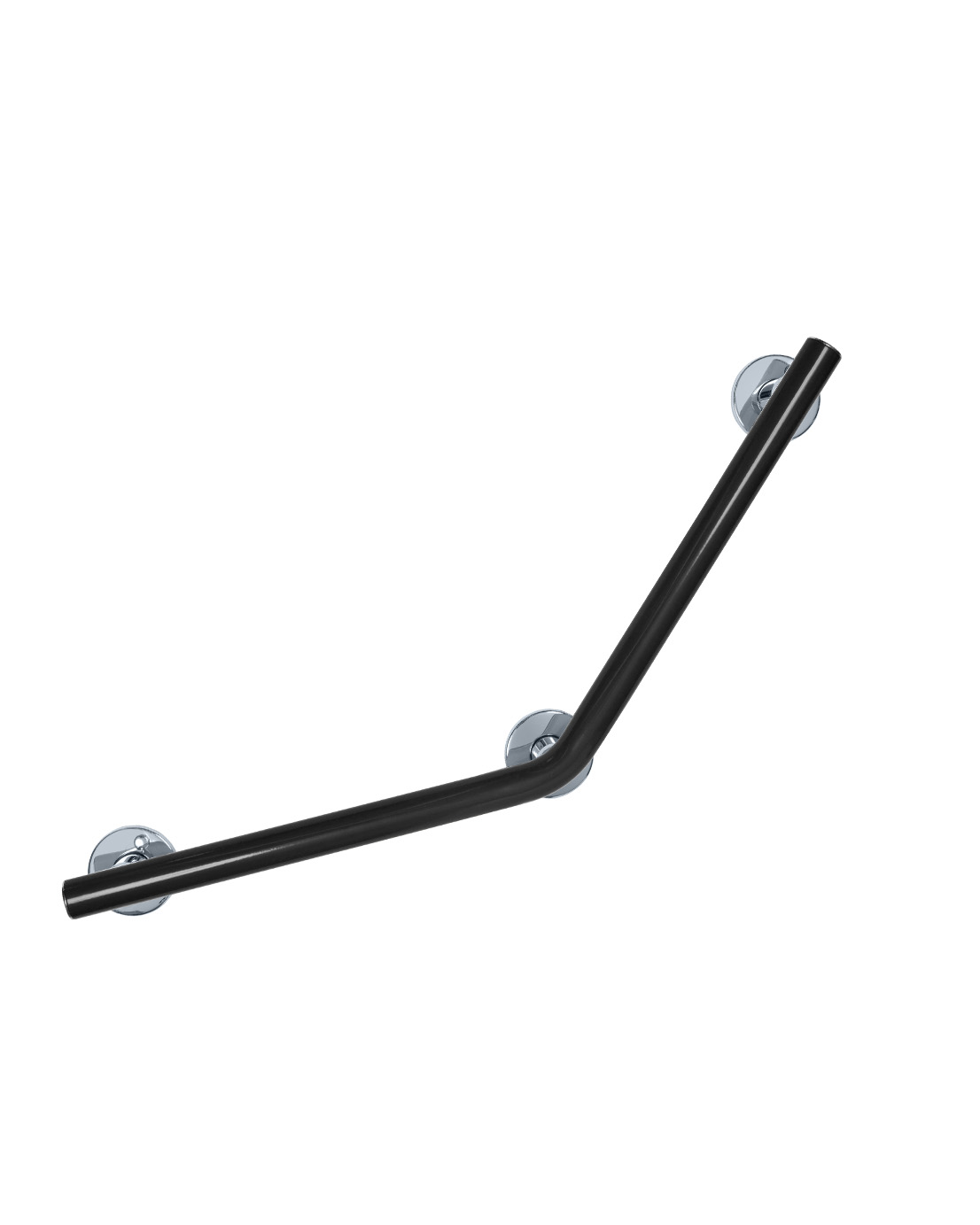 Tukikahva 45° kulma, kromiset nupit. Malli: Novosan, Pito-Deluxe, INOX. Väri: RAL9005 musta. Koko 40 x 40 cm.