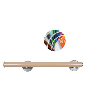 Suora tukikahva, kromiset nupit. Malli: Novosan, Pito-Deluxe, INOX. Väri: RAL9005, musta. Koot: L 53, 63 cm.