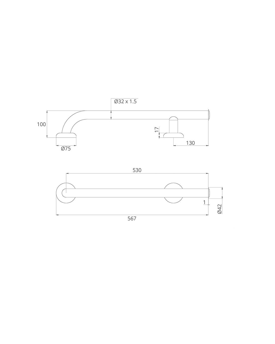 Pito-tukikahva, WC-paperitelineellä, Classic, musta, L 53 cm - Image 4