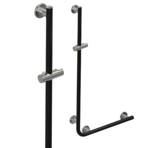 Pito-suihkukaide L-tukitangolla, Deluxe, INOX, musta, L 60 x K 120 cm