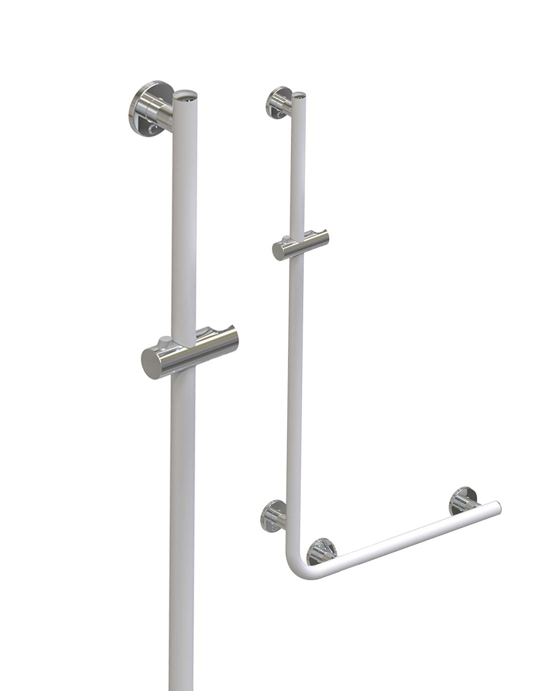 Pito-suihkukaide L-tukitangolla, Deluxe, INOX, valkoinen, L 60 x K 120 cm