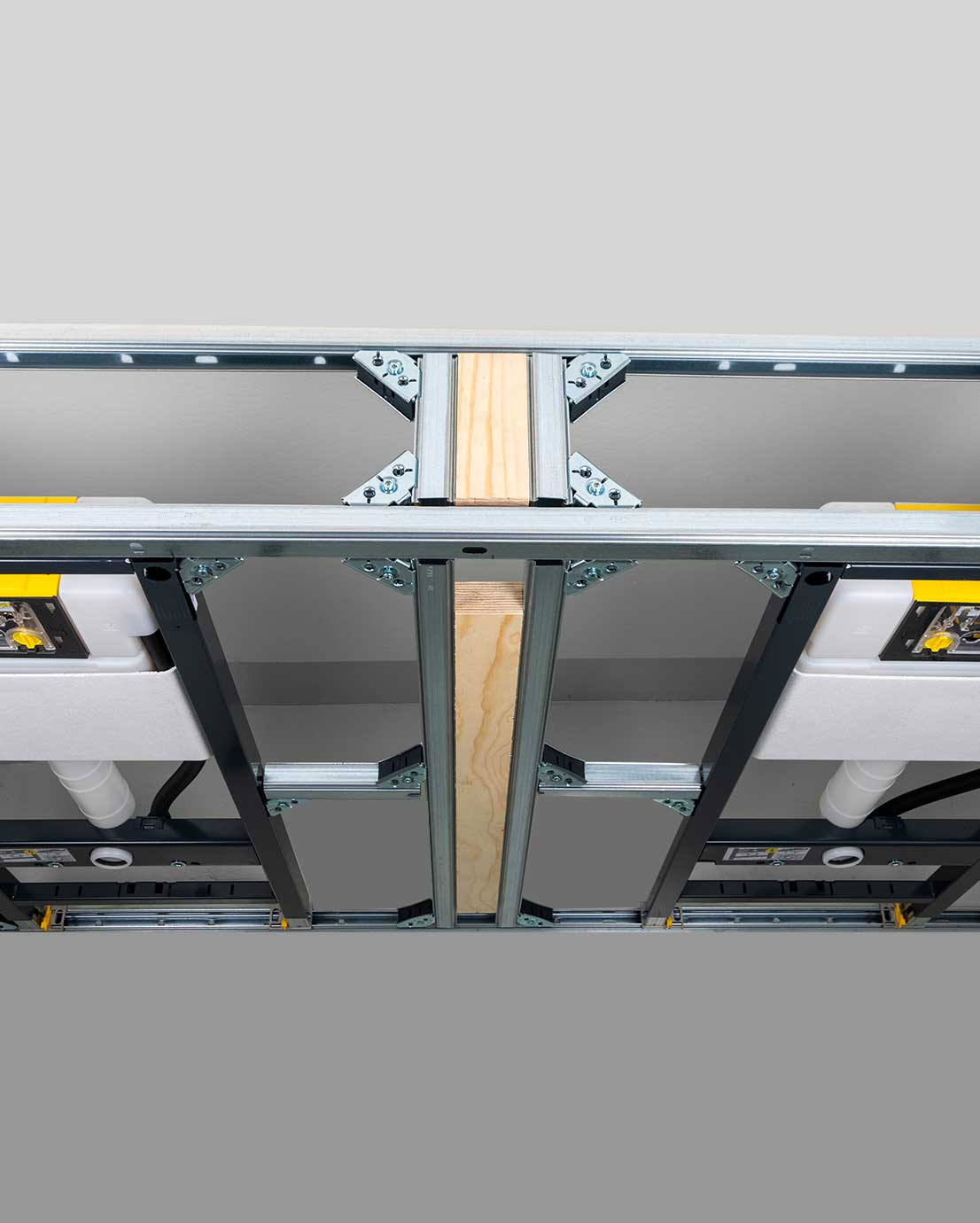 Novosan Asennusvalmis WC-elementti seinä-WC-istuimelle tai pisuaarille. Kuva ylähäältä.