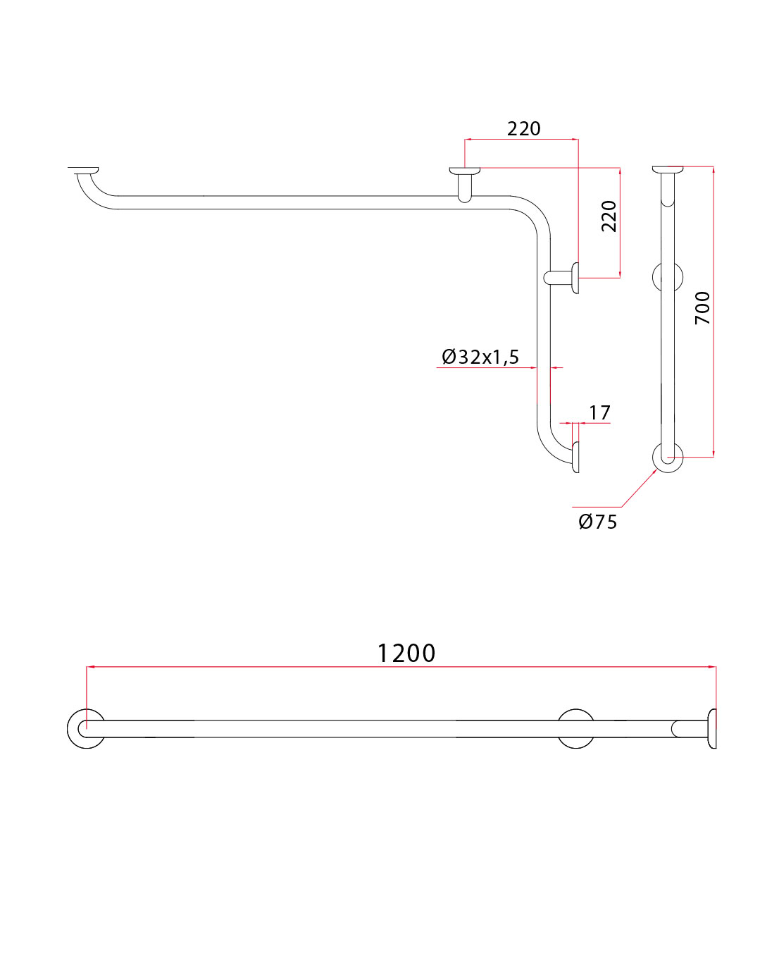 Pito-kulmatukitanko, Classic, musta, koko: 120×70 cm - Image 2