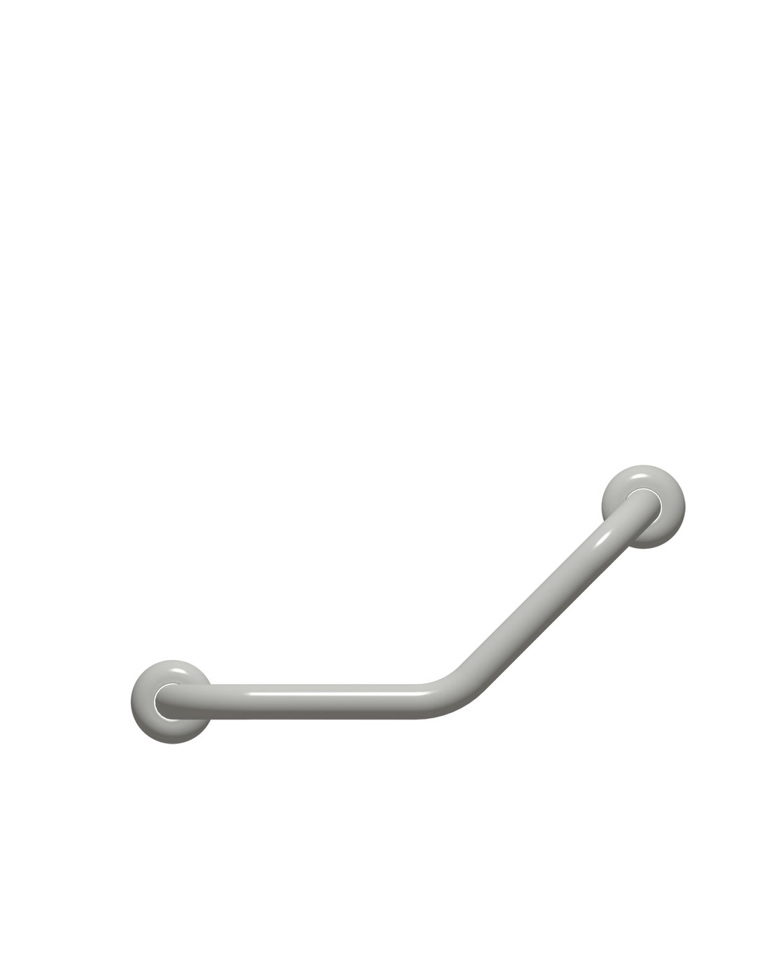 Seinään kiinnitettävä Pito-tukikahva 45 asteen kulmalla. Väri: RAL 7035, antibakteerinen.