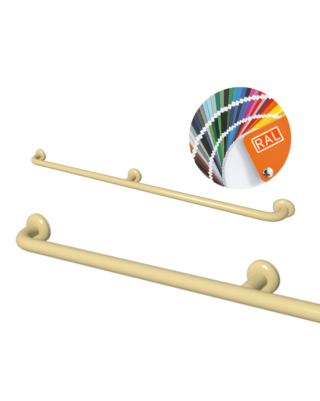 Pito-tukikahva, lisäkiinnikkeellä, Classic. Koot: L 130, 150 ja 200 cm. Väri:murrettu keltainen. Saatavissa kaikki RAL-värit.