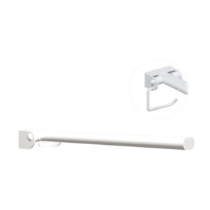 Pito-tukikaide, suora, Classic, koot: L 42,60 ja 70 cm. Väri: valkoinen. Tukikaiteeseen saatavissa lisäosana WC-paperiteline.