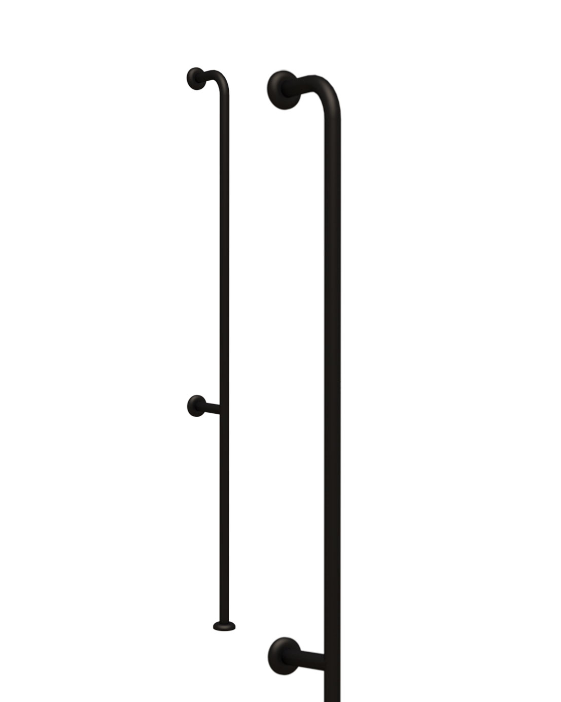 Pito-tukikahva, lattiakiinnityksellä, Classic. Väri:musta. Koko: L 180x15 cm