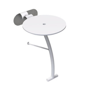 Novosan Pito taittuva suihkutuoli tukijalalla. Tuotenumero: GIO-X816P/30. Väri: matta valkoinen.