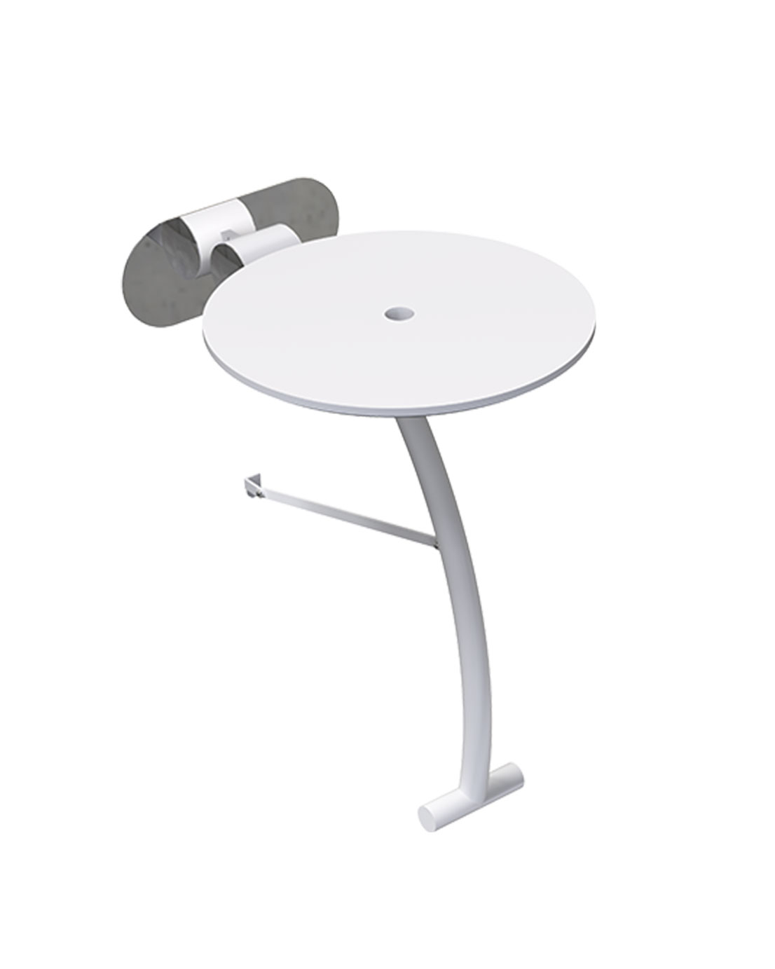 Novosan Pito taittuva suihkutuoli tukijalalla. Tuotenumero: GIO-X816P/30. Väri: matta valkoinen.