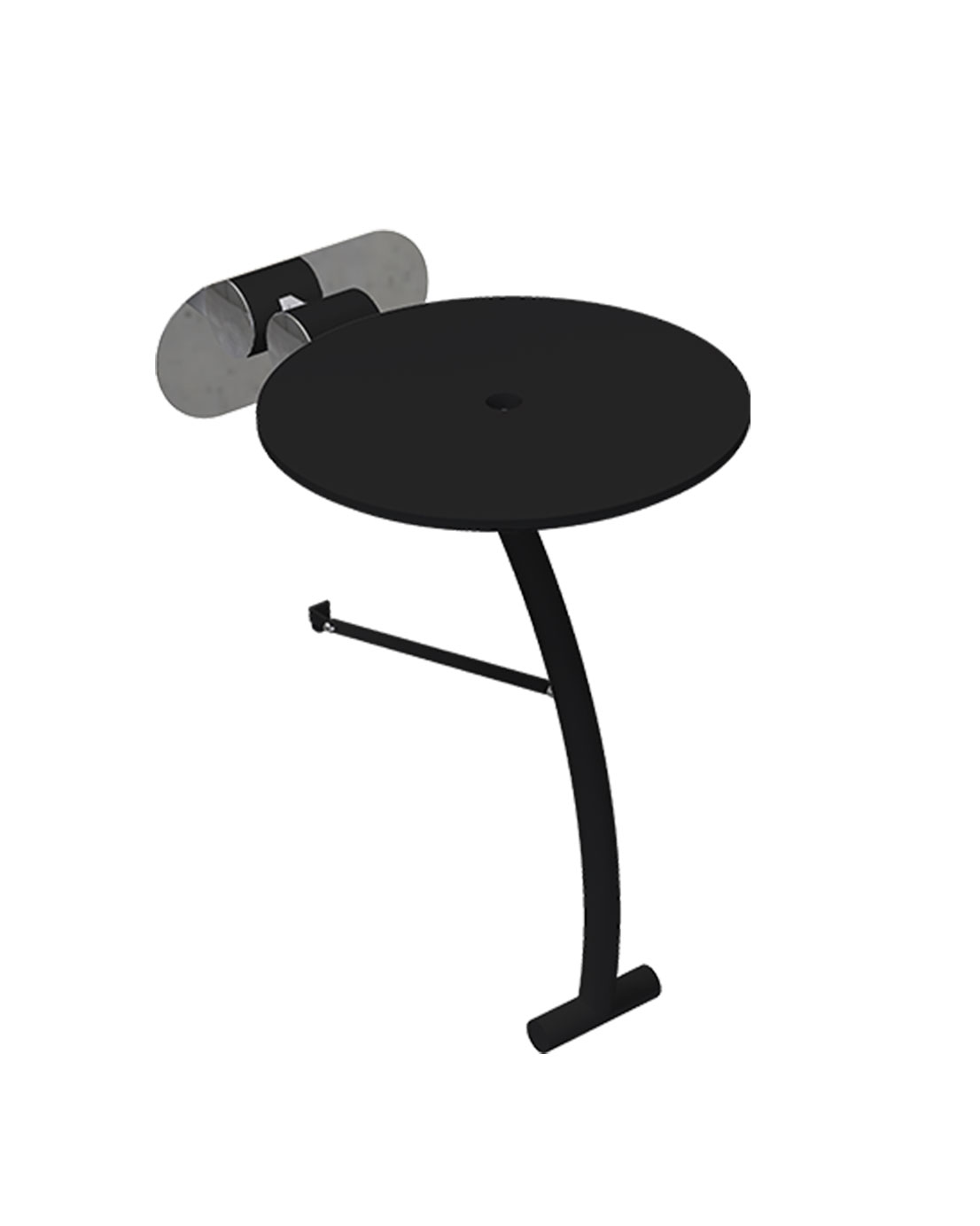 Novosan Pito taittuva suihkutuoli tukijalalla. Tuotenumero: GIO-X816P/31. Väri: matta musta.