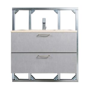 Novosan, asennusvalmis WC-elementti WC-tilaan allaskalusteella ja hanalla.