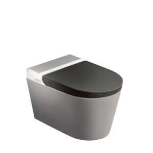 Novosan Hygea äly-WC-istuin, pesevä seinä-WC-istuin, väriyhdistelmä. WC-istuimen värit: valkoinen, musta ja harmaa.