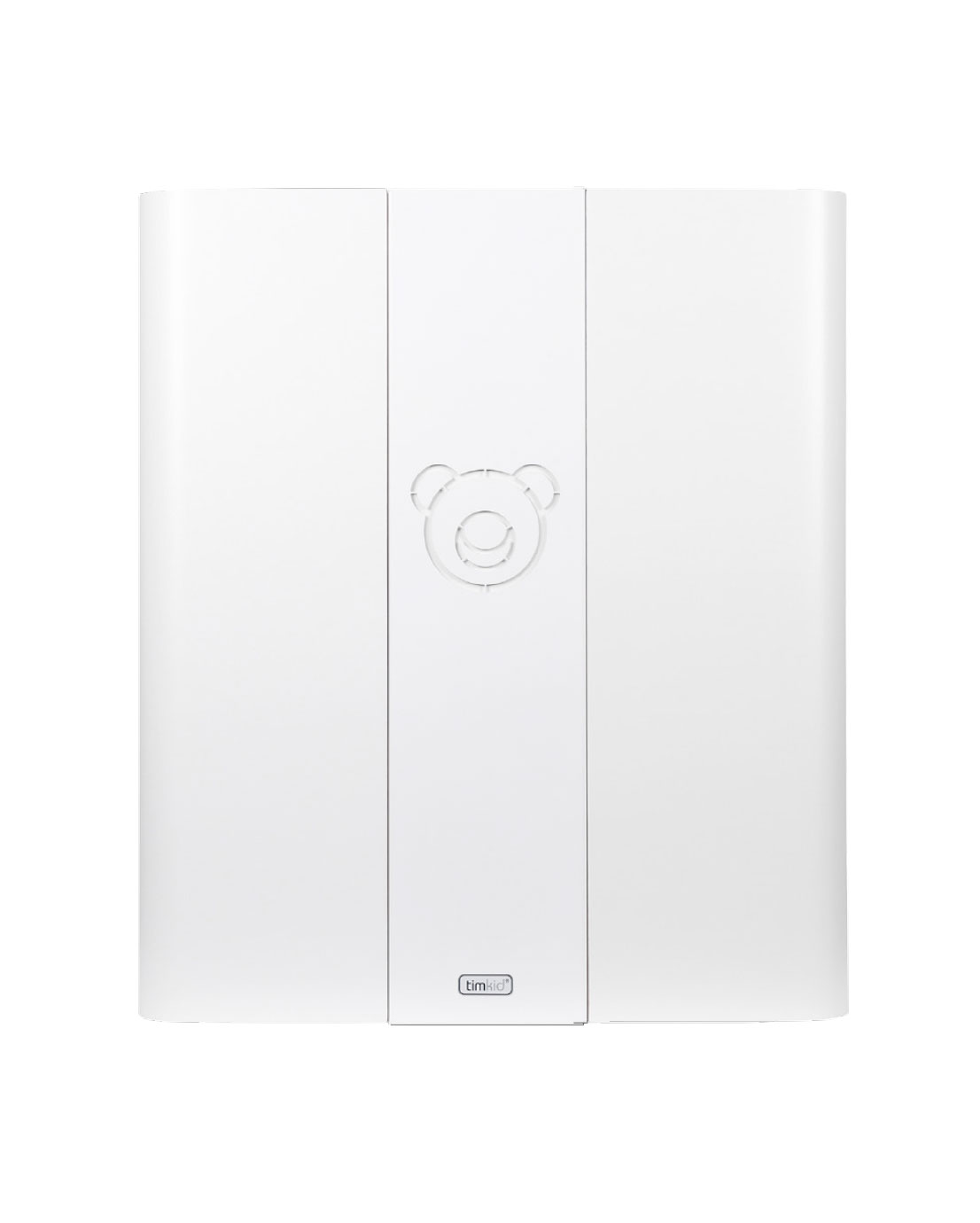 KAWAmaxi-hoitopöytä suljettuna, valkoinen etupaneeli ja keskellä nallekuvio. Raikas ja neutraali valinta monenlaisiin ympäristöihin. Tuotenumero: TX10001.