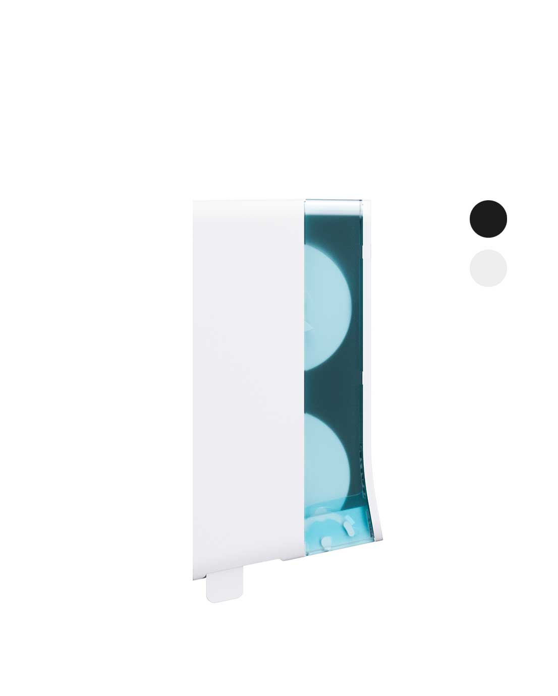 Sivukuva: Novosan HYGINITY-WC-paperiannostelija, kaksi jumborullaa. Väri: valkoinen. Tuotenumero: 333422