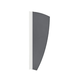 Novosan uJo-pisuaariväliseinä purje-malli, harmaa levy, valkoinen kiinnitysprofiili.