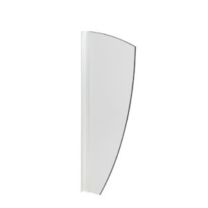 Novosan uJo-pisuaariväliseinä purje-malli, valkoinen levy, anodisoitu alumiini kiinnitysprofiili.