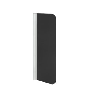 Novosan uJo-pisuaariväliseinä, suorakaide-malli, musta levy, anodisoitu alumiini kiinnitysprofiili.