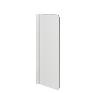 Novosan uJo-pisuaariväliseinä, suorakaide-malli, valkoinen levy, anodisoitu alumiini kiinnitysprofiili.