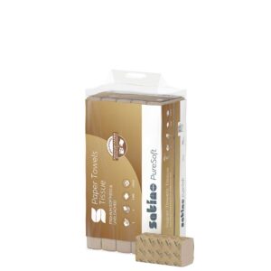 Satino PureSoft käsipyyhepaperipaketti V-taitos, luonnollisesti ruskea kierrätyspaperi – Novosan.